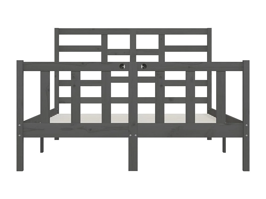 Cadre de lit sans matelas gris 150x200 cm bois massif