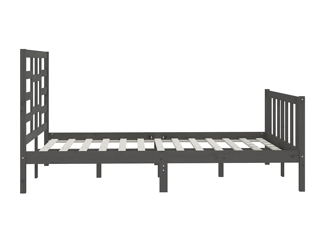 Cadre de lit sans matelas gris 150x200 cm bois massif