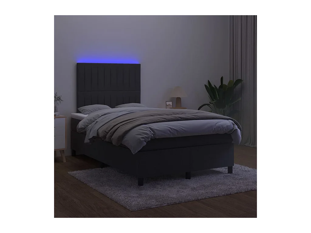 Letto a Molle con Materasso e LED Nero 120x200 cm in Velluto