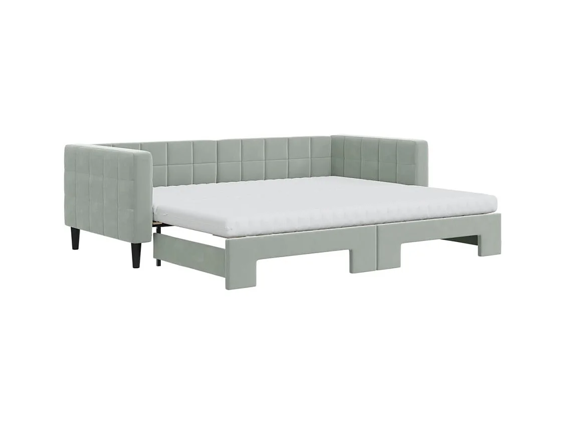 Divano Letto Estraibile Materassi Grigio Chiaro 90x200 Velluto