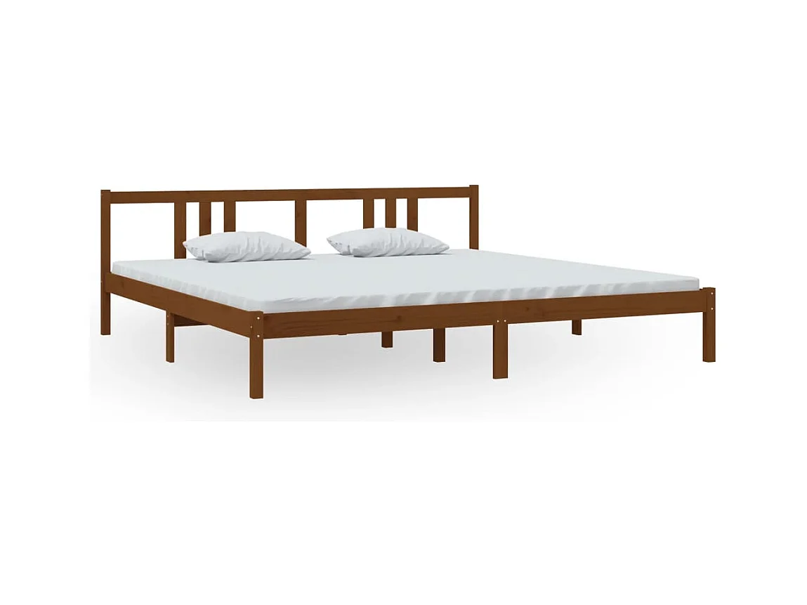 Bedframe massief hout honingbruin 200x200 cm