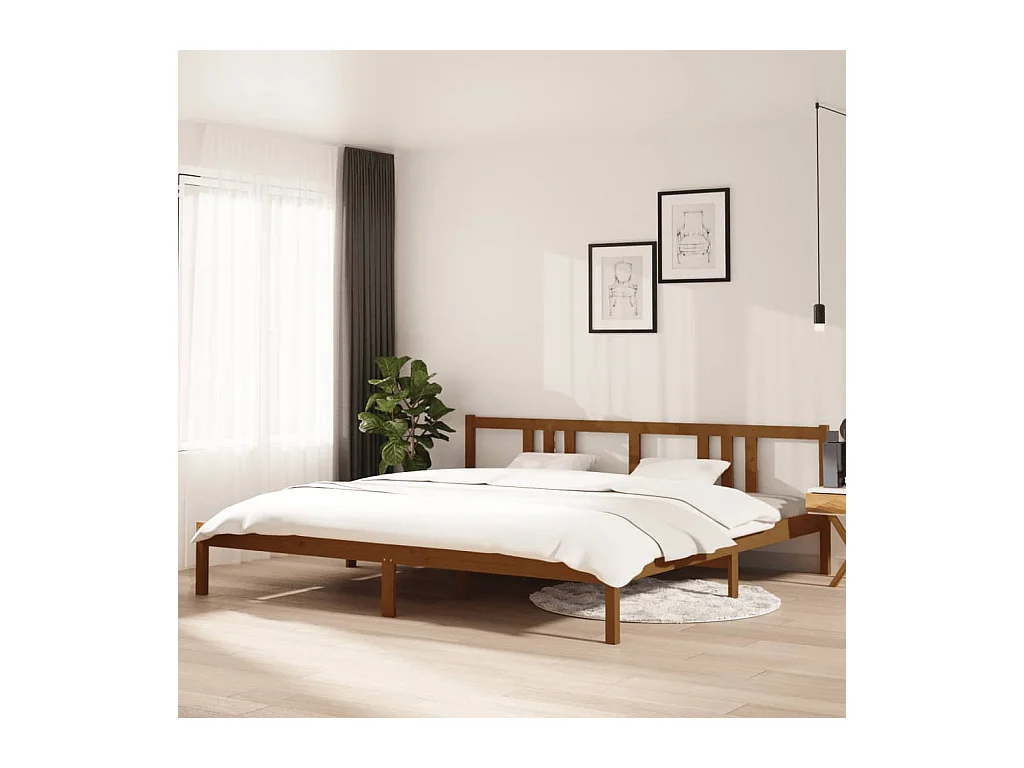 Cadre de lit sans matelas marron miel bois massif 200x200 cm