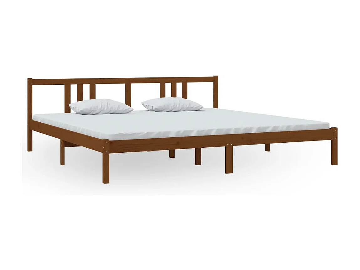 Estrutura de cama 200x200 cm madeira maciça castanho mel