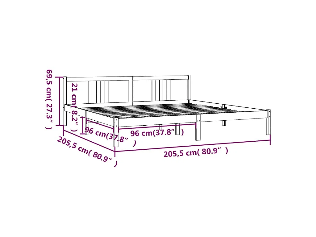 Estrutura de cama 200x200 cm madeira maciça castanho mel