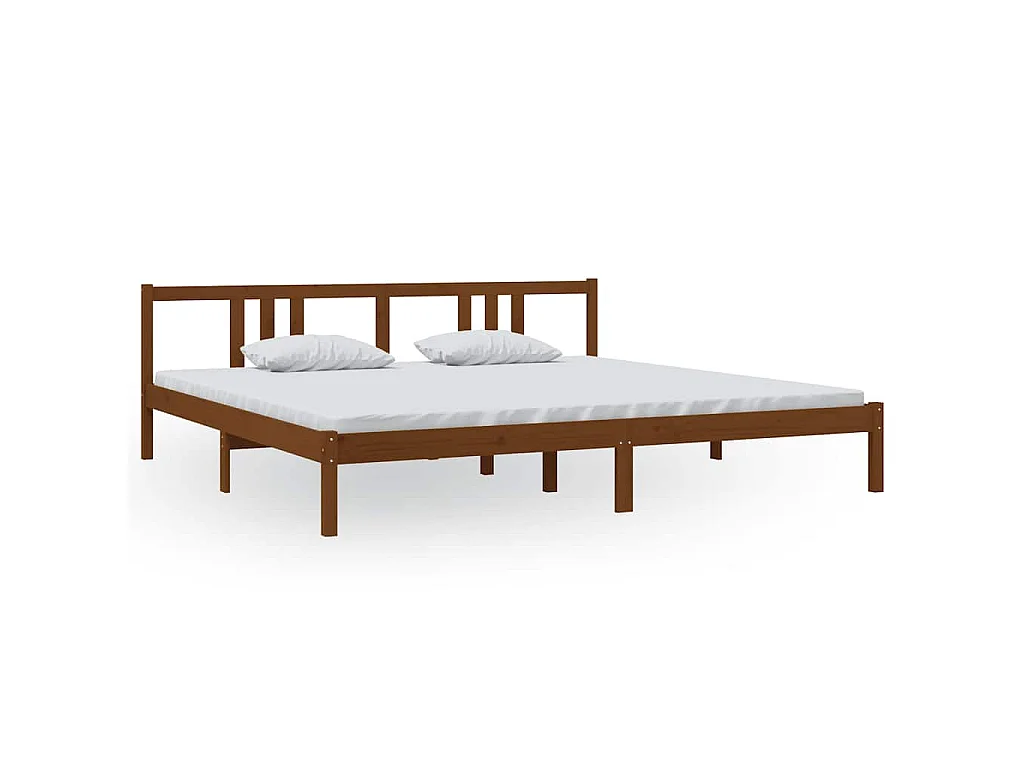Estrutura de cama 200x200 cm madeira maciça castanho mel