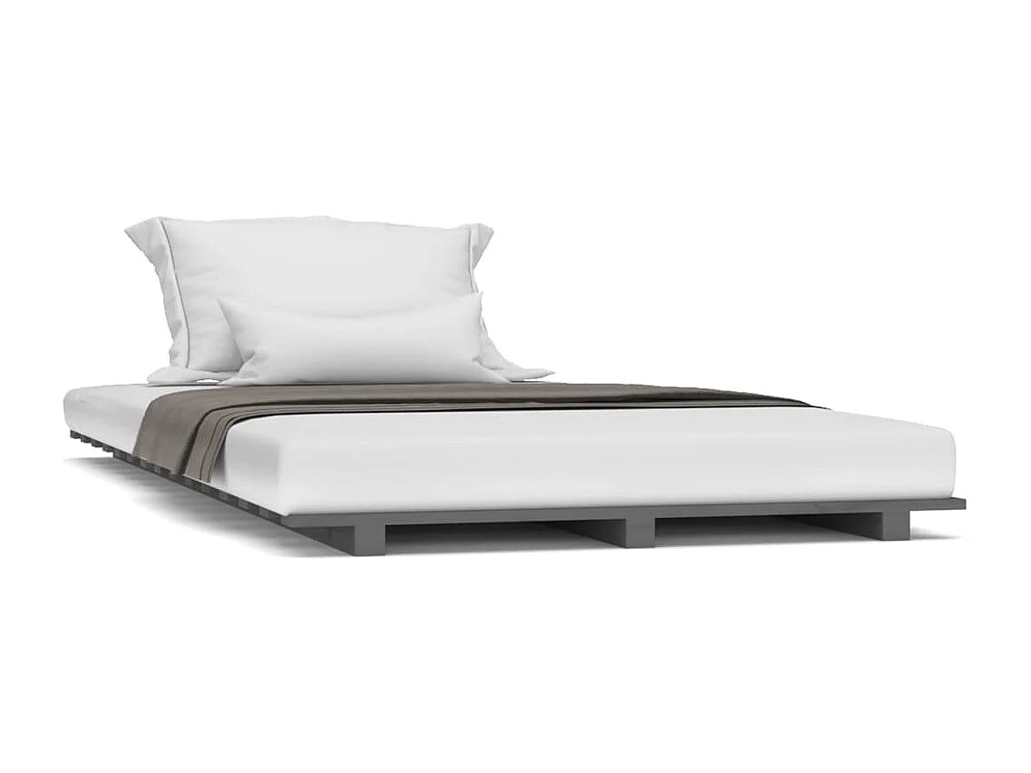 Cadre de lit sans matelas gris 100x200 cm bois massif de pin