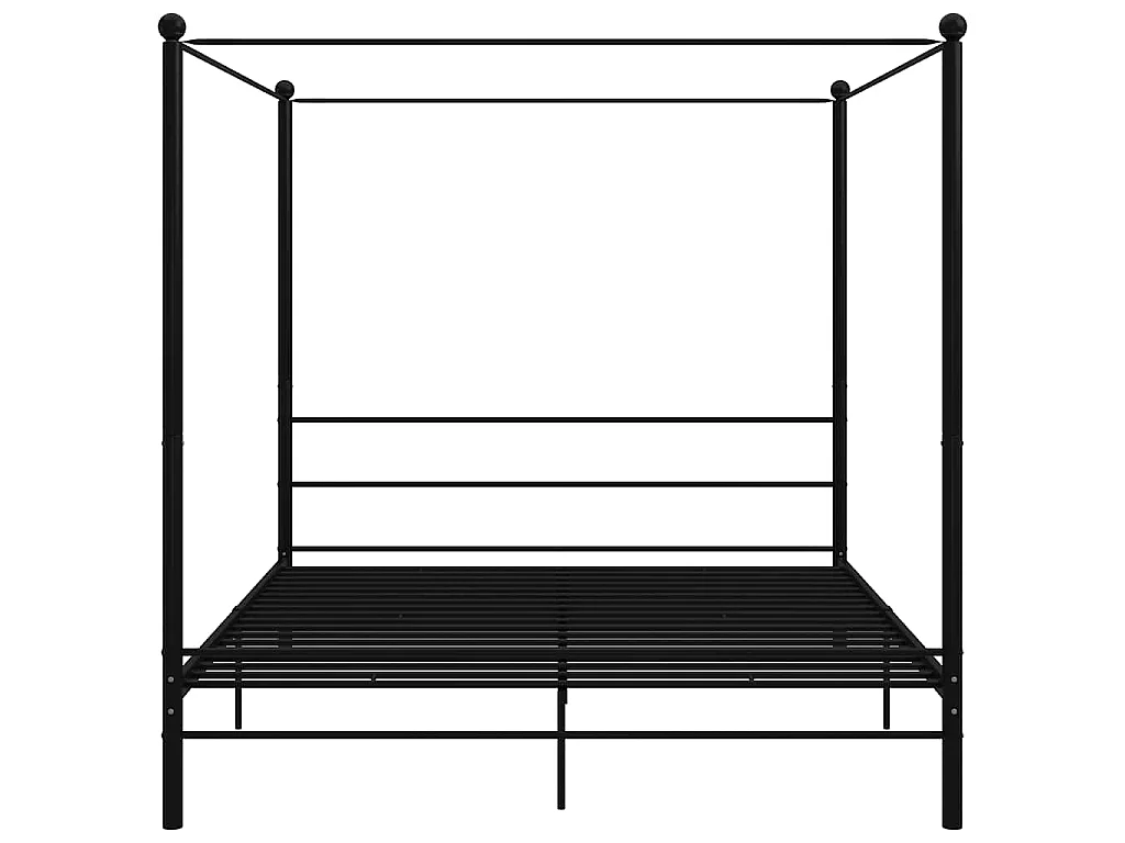 Cadre de lit à baldaquin sans matelas noir métal 180x200 cm