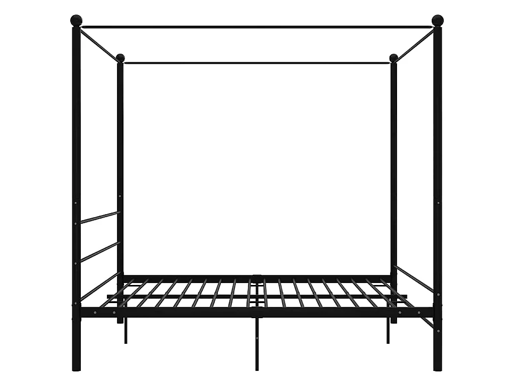 Cadre de lit à baldaquin sans matelas noir métal 180x200 cm
