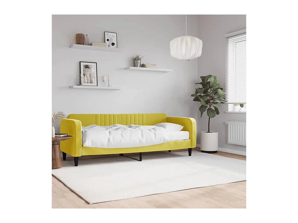 Lit de jour avec matelas jaune 80x200 cm velours