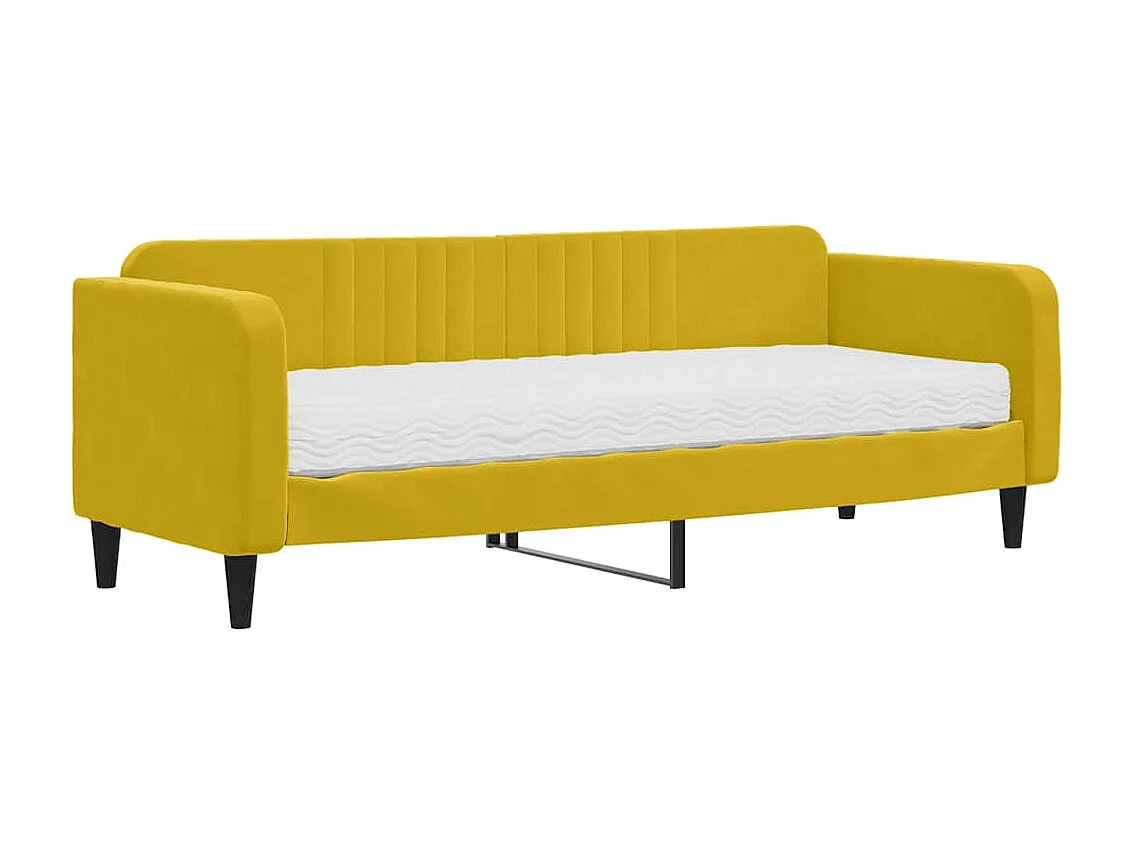 Sofá-cama com colchão 80x200 cm veludo amarelo