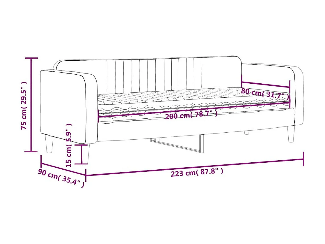 Sofá-cama com colchão 80x200 cm veludo amarelo