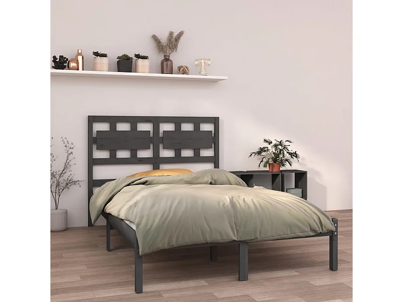 Bedframe massief hout grijs 150x200 cm