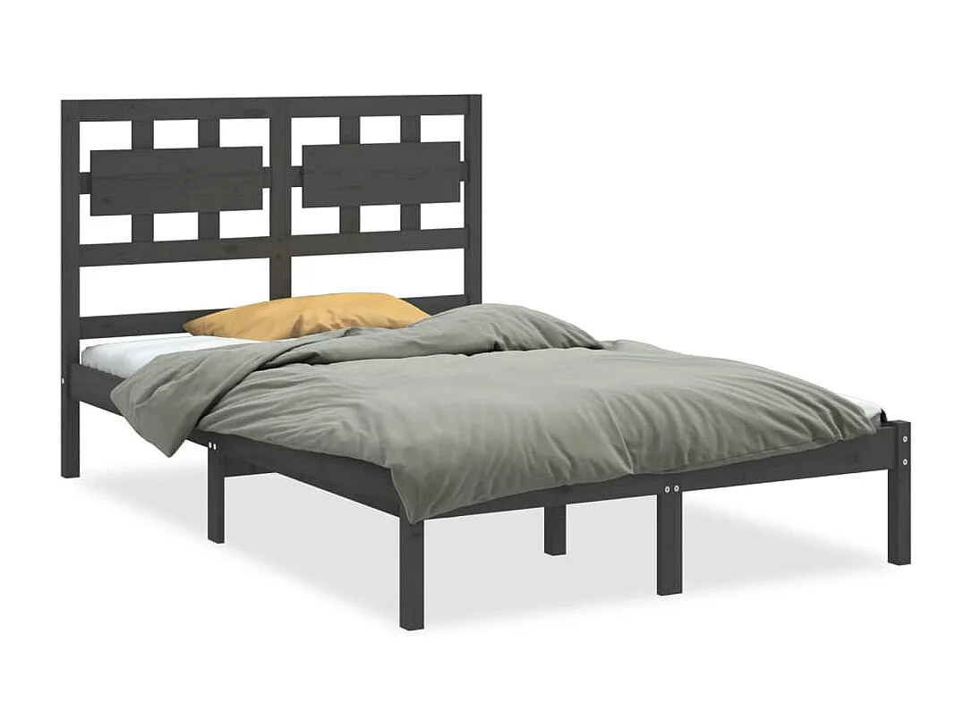 Bedframe massief hout grijs 150x200 cm