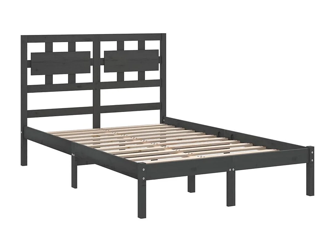Bedframe massief hout grijs 150x200 cm
