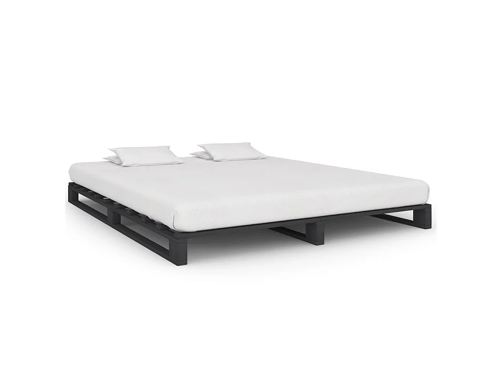 Cadre de lit de palette sans matelas gris 160x200cm bois massif