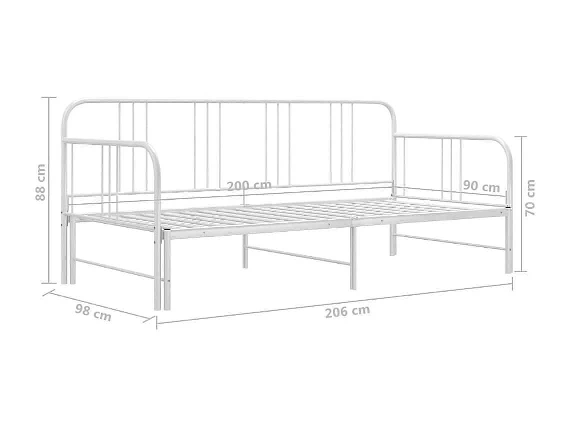 Cadre de canapé-lit extensible sans matelas blanc 90x200 cm