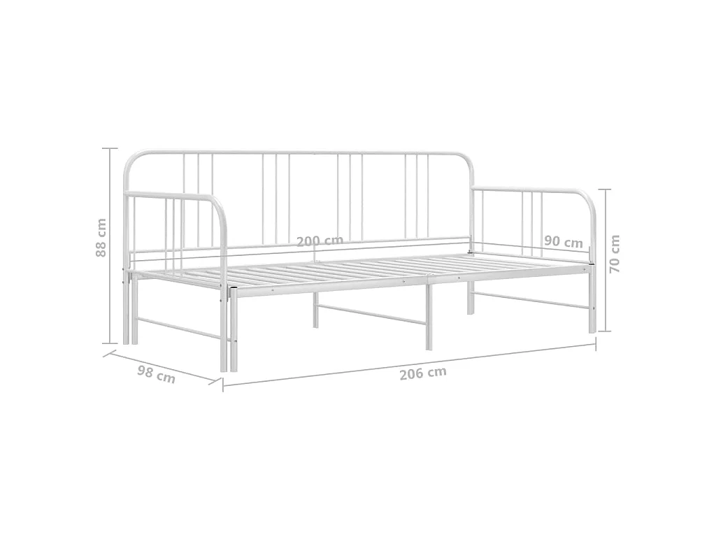 Cadre de canapé-lit extensible sans matelas blanc 90x200 cm