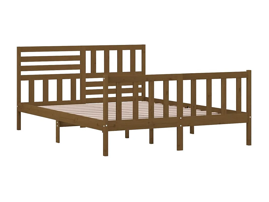 Cadre de lit sans matelas marron miel bois massif