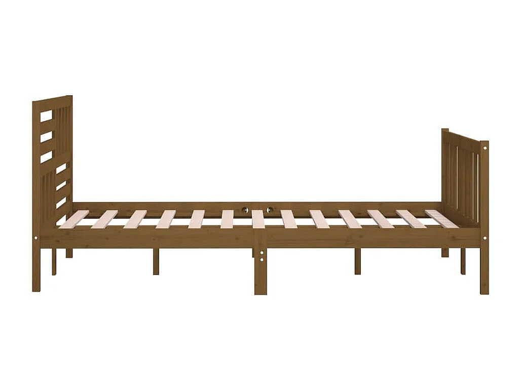 Cadre de lit sans matelas marron miel bois massif