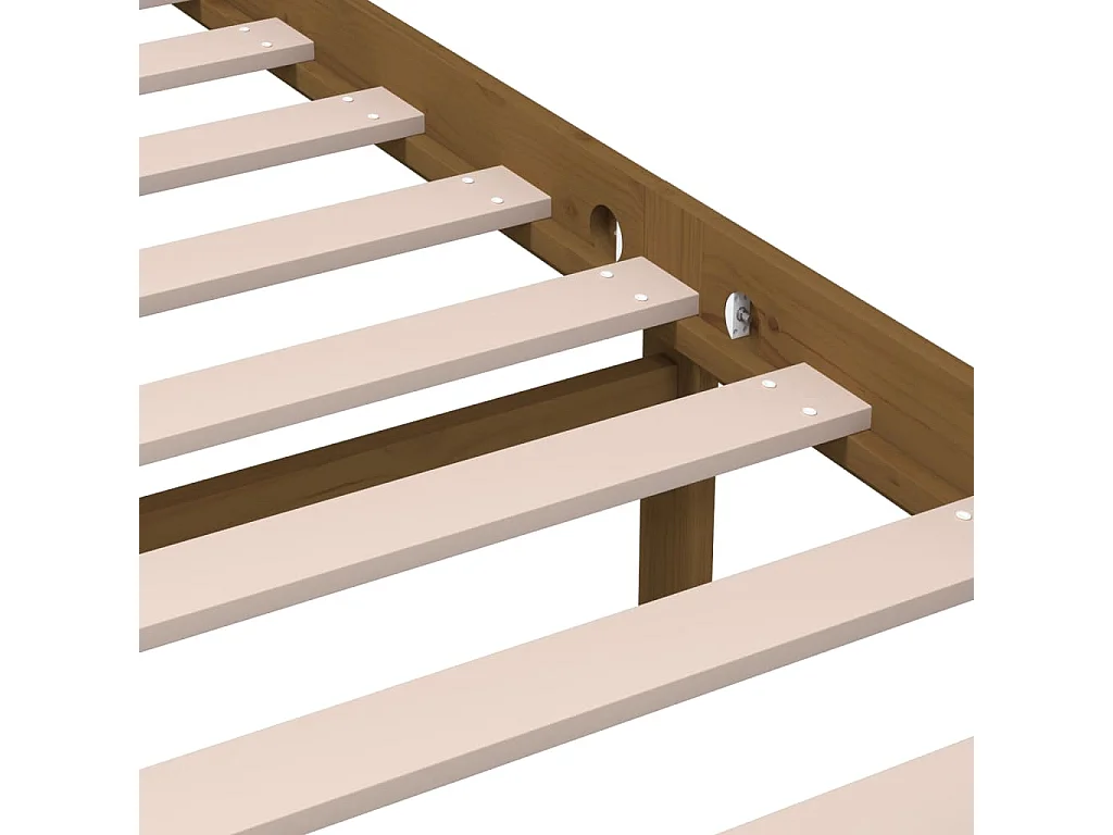 Cadre de lit sans matelas marron miel bois massif