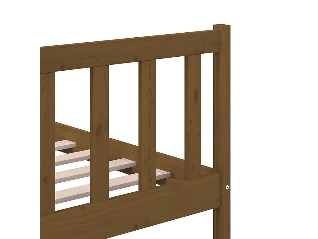 Cadre de lit sans matelas marron miel bois massif