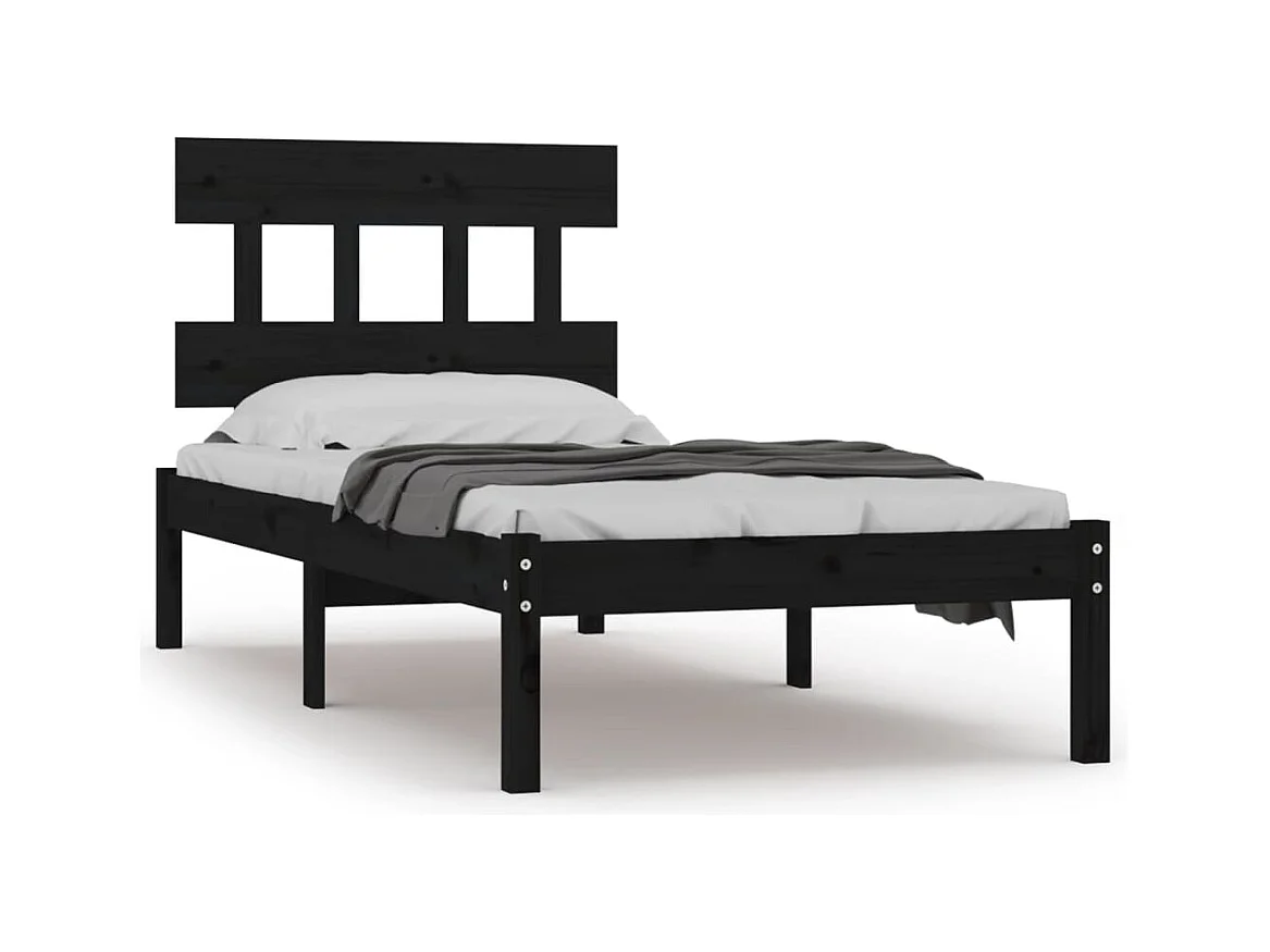 Massivholzbett Schwarz 100x200 cm