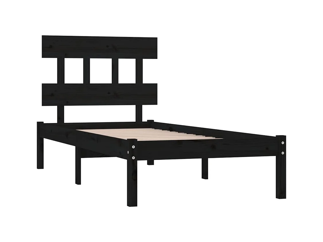 Massivholzbett Schwarz 100x200 cm