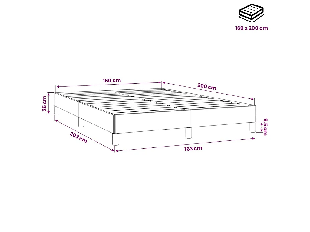 Cadre de lit sans matelas rose 160x200 cm velours