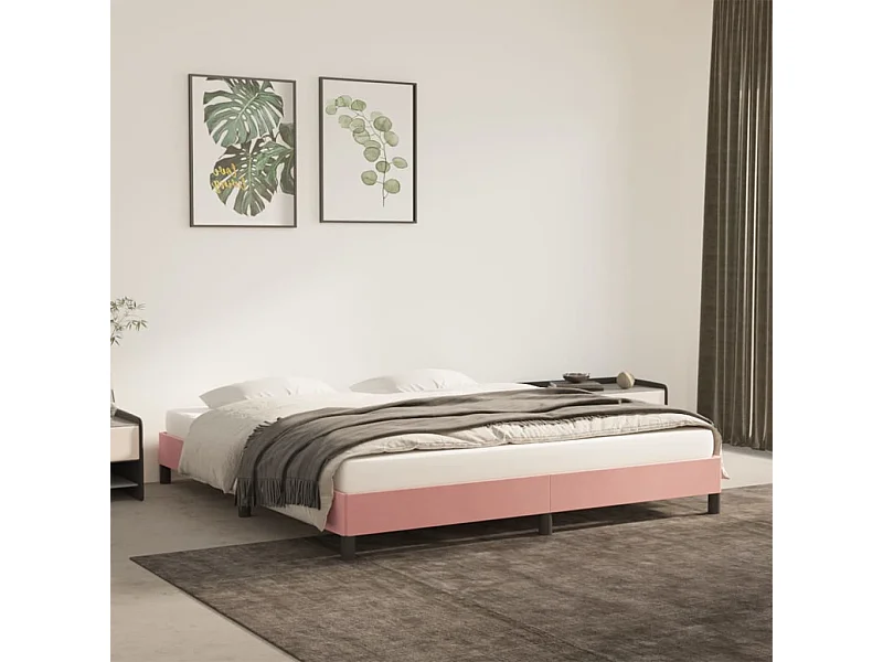 Cadre de lit sans matelas rose 160x200 cm velours