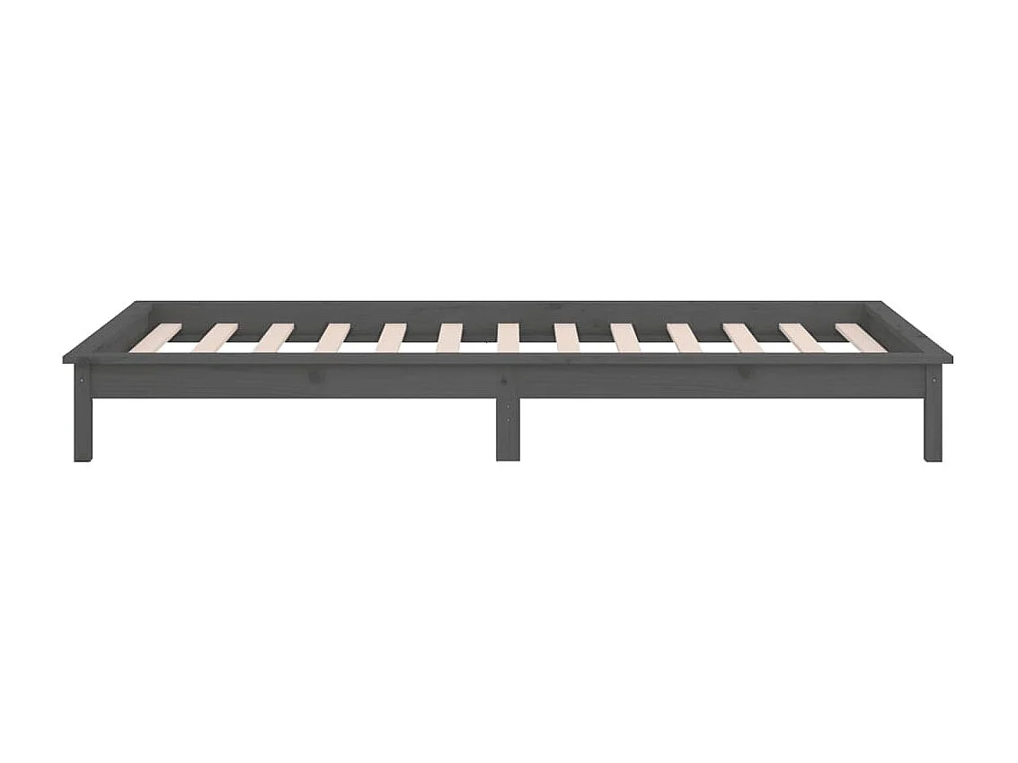 Cadre de lit à LED sans matelas gris 90x190 cm bois massif