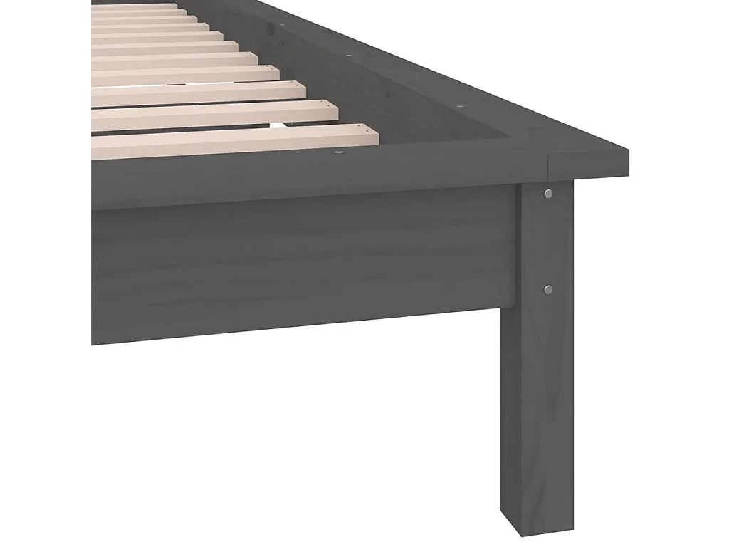 Massivholzbett mit LEDs Grau 90x190 cm