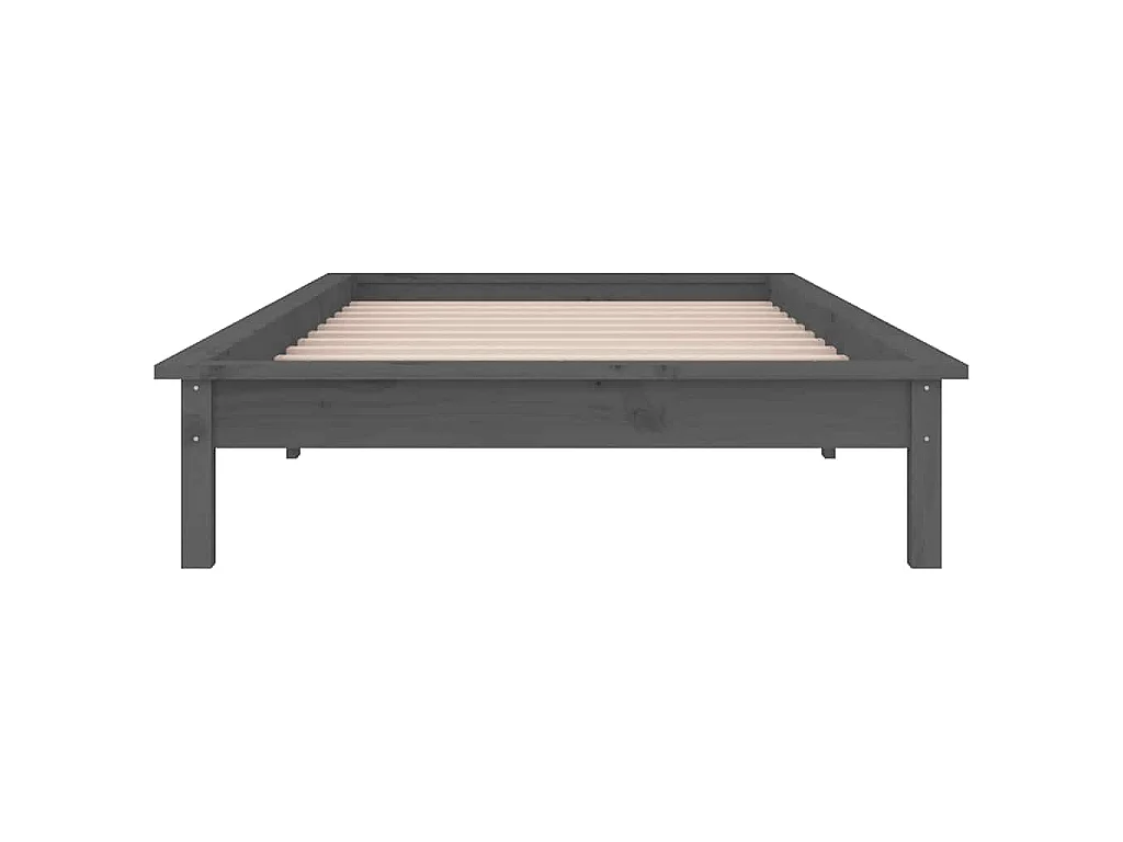 Cadre de lit à LED sans matelas gris 90x190 cm bois massif