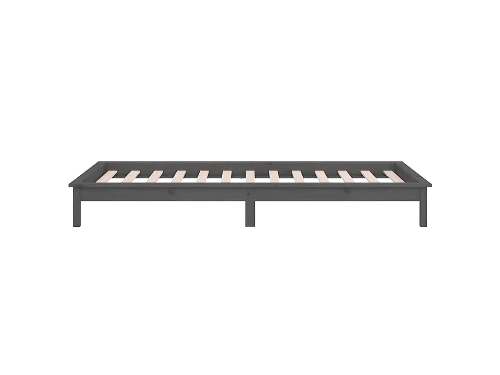 Cadre de lit à LED sans matelas gris 90x190 cm bois massif