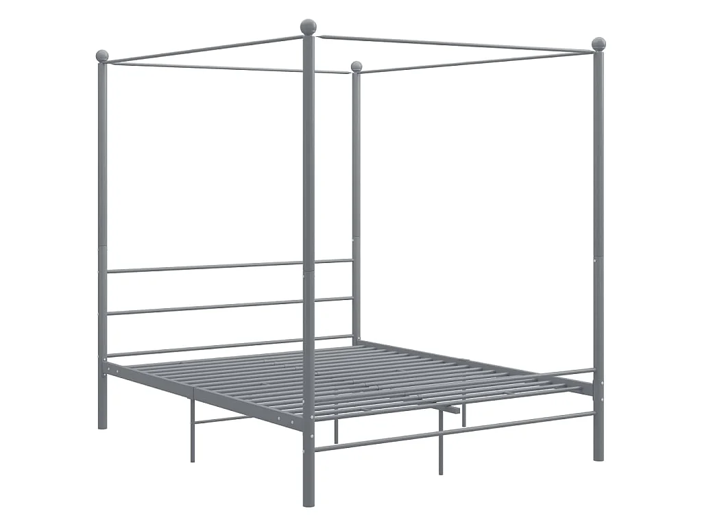 Estructura de cama con dosel sin colchón metal gris 160x200 cm