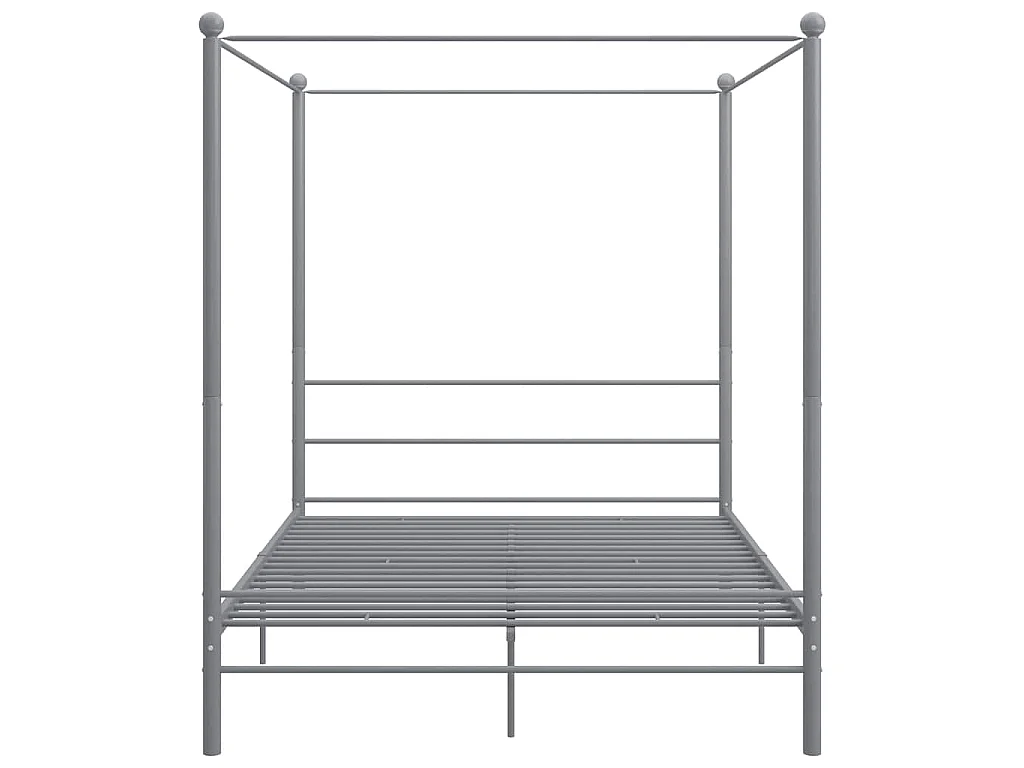 Cadre de lit à baldaquin sans matelas gris métal 160x200 cm