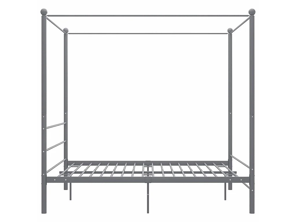 Cadre de lit à baldaquin sans matelas gris métal 160x200 cm