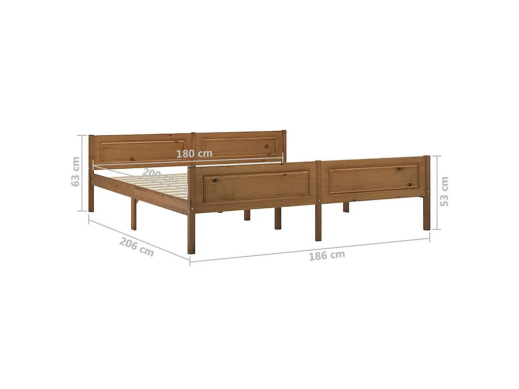 Estructura cama sin colchón madera pino marrón miel 180x200 cm