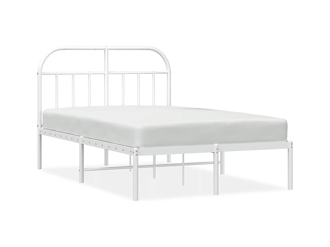 Bettgestell mit Kopfteil Metall Weiß 135x190 cm