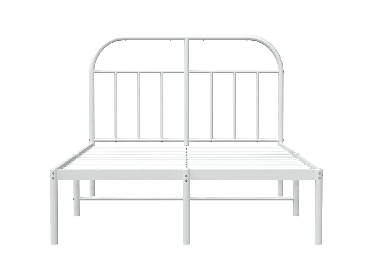 Bettgestell mit Kopfteil Metall Weiß 135x190 cm