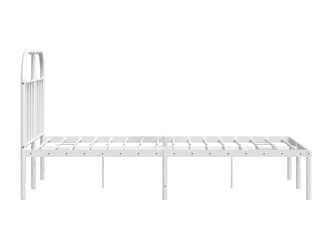 Cadre de lit métal sans matelas et tête de lit blanc 135x190 cm