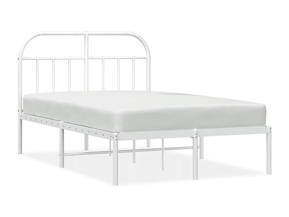 Bedframe met hoofdbord metaal wit 135x190 cm