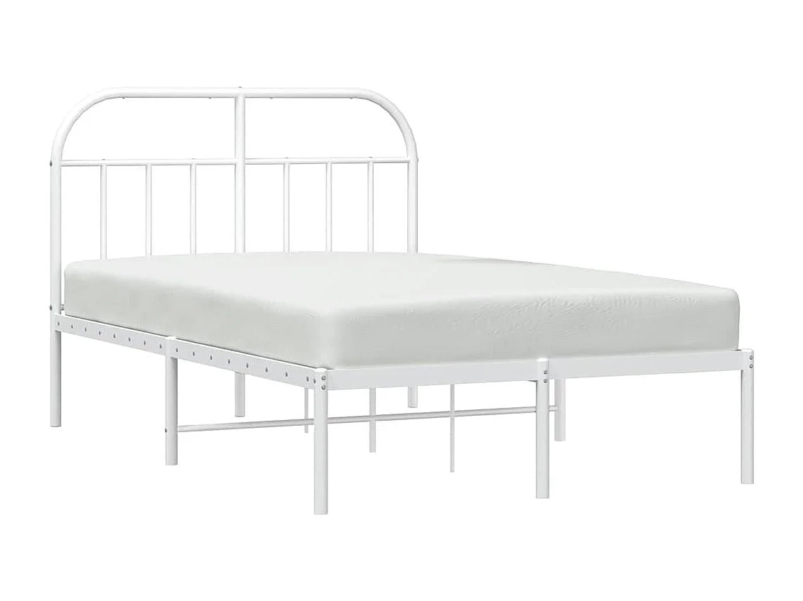 Bedframe met hoofdbord metaal wit 135x190 cm
