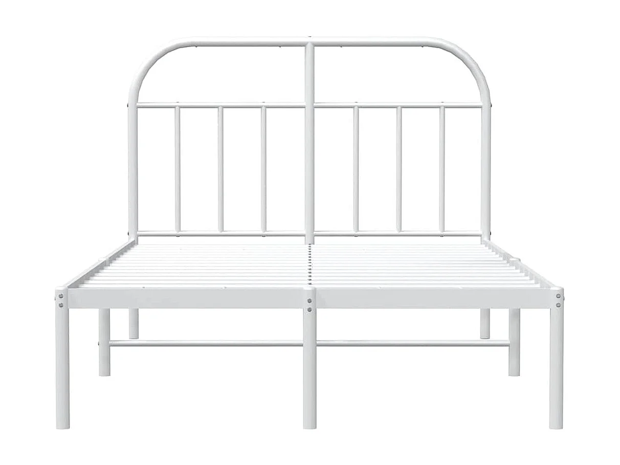 Bedframe met hoofdbord metaal wit 135x190 cm