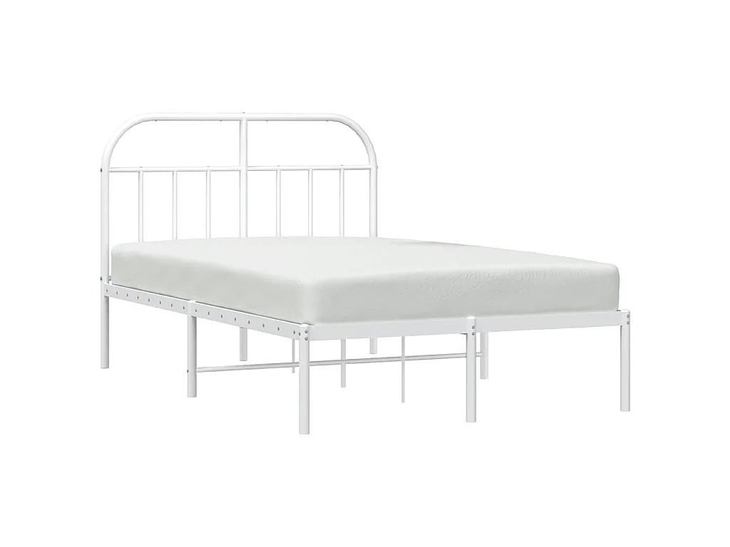 Cadre de lit métal sans matelas et tête de lit blanc 135x190 cm