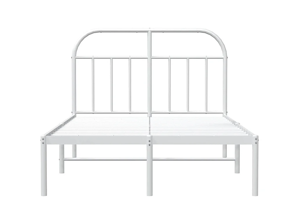 Cadre de lit métal sans matelas et tête de lit blanc 135x190 cm