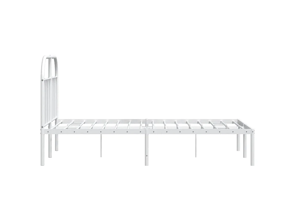 Cadre de lit métal sans matelas et tête de lit blanc 135x190 cm