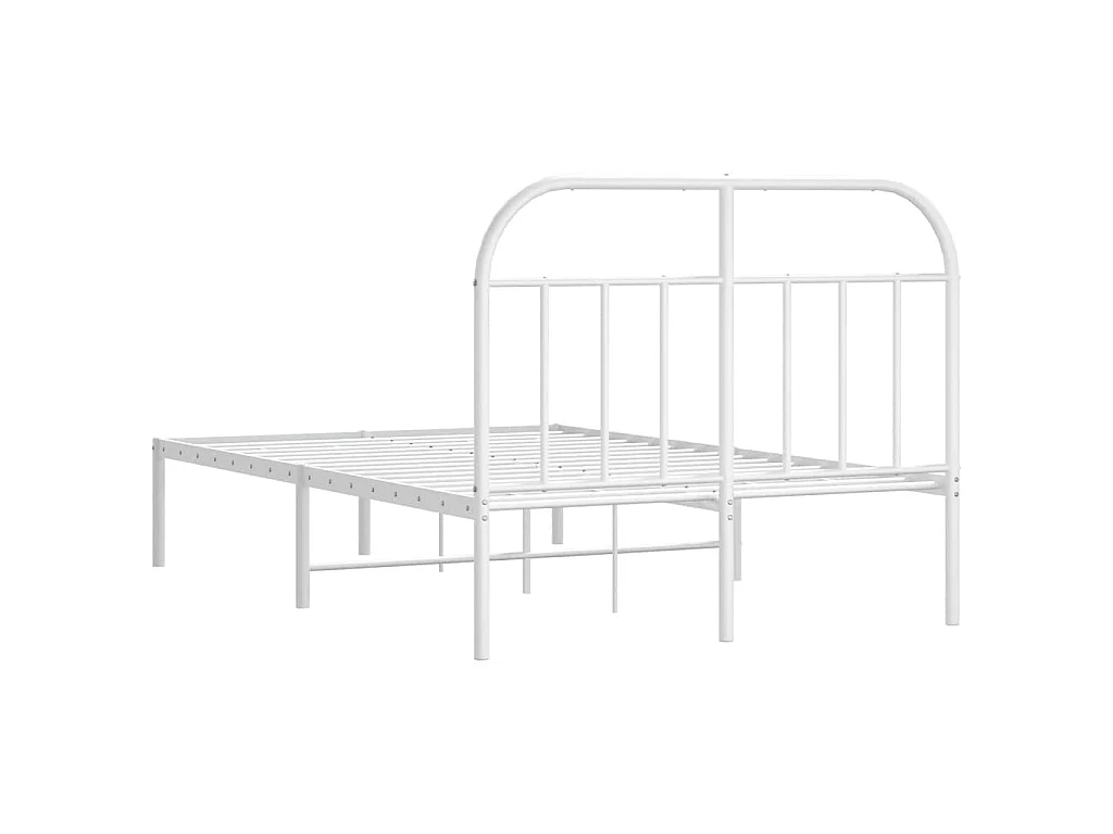 Cadre de lit métal sans matelas et tête de lit blanc 135x190 cm