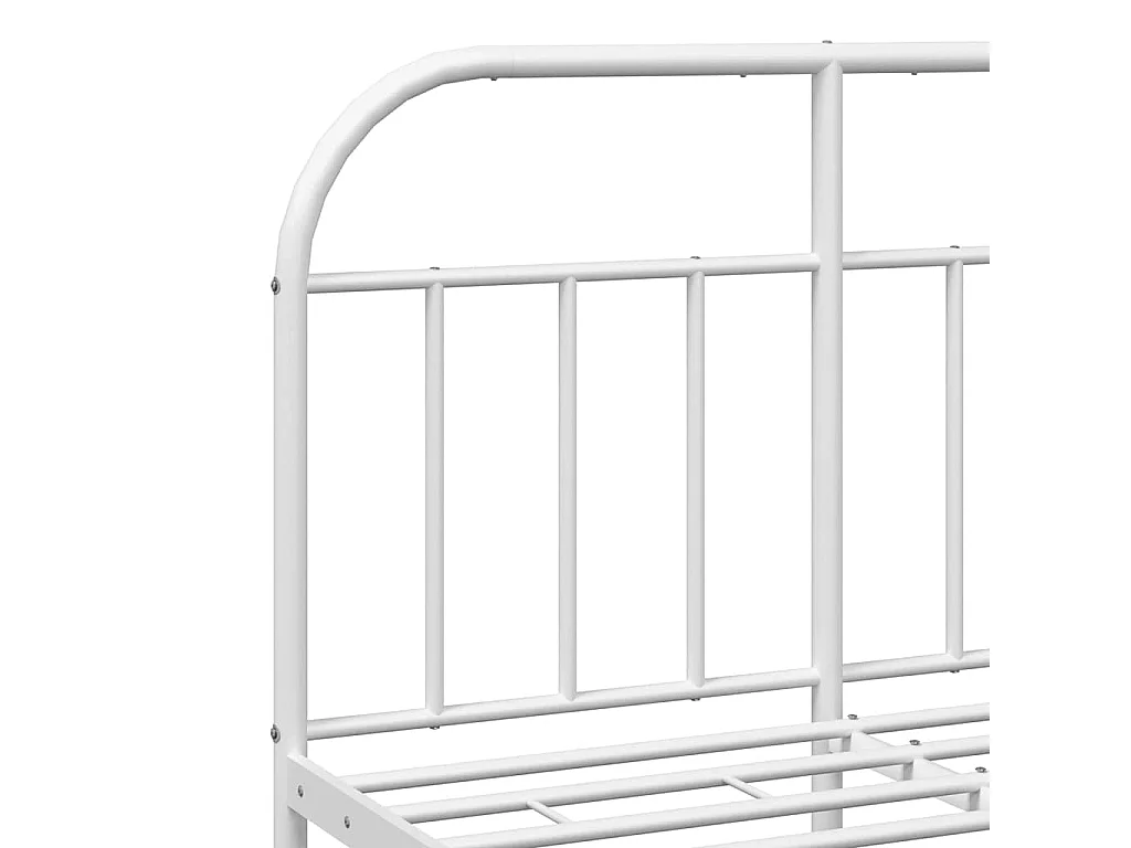 Cadre de lit métal sans matelas et tête de lit blanc 135x190 cm