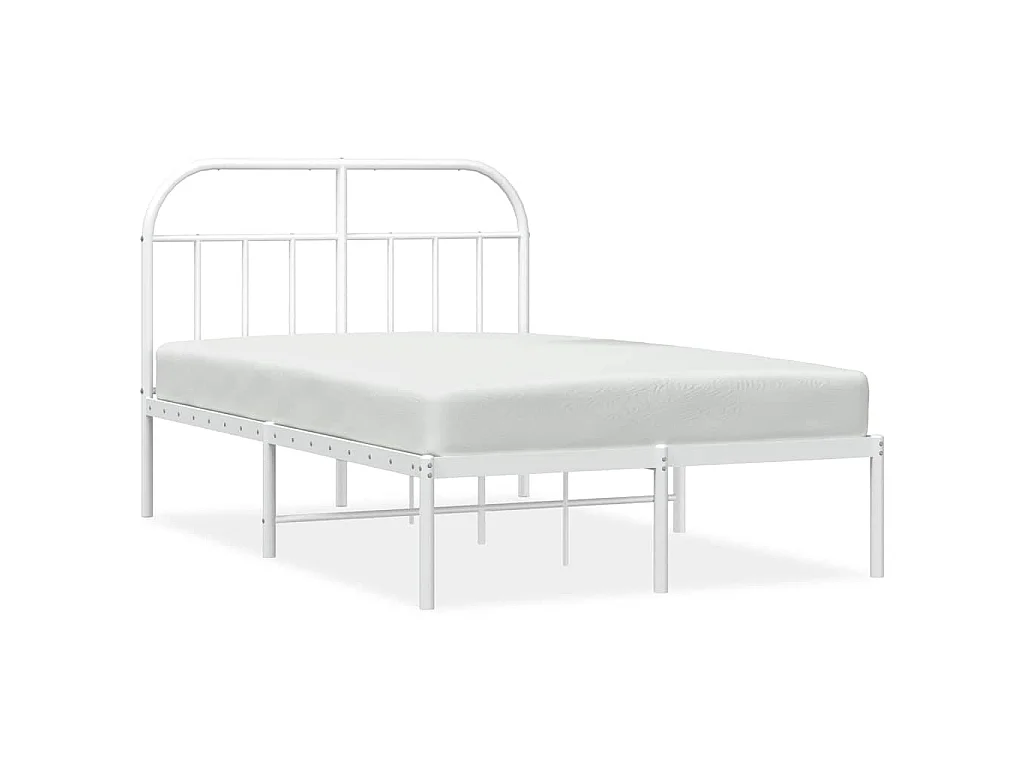 Bettgestell mit Kopfteil Metall Weiß 135x190 cm
