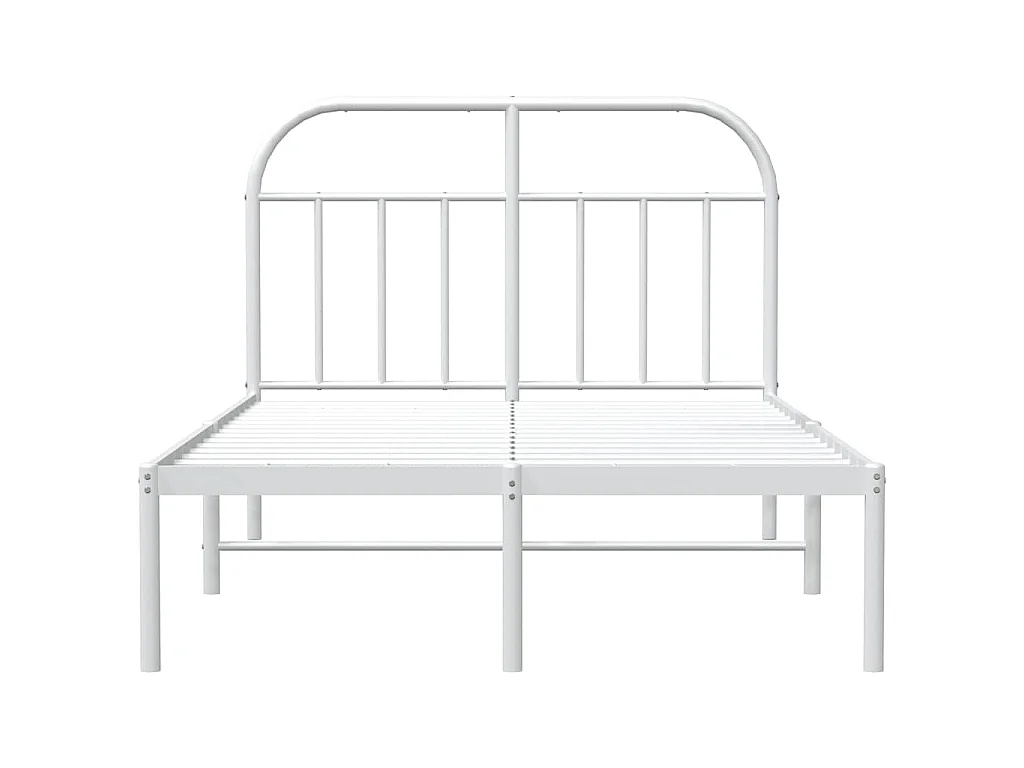 Bettgestell mit Kopfteil Metall Weiß 135x190 cm